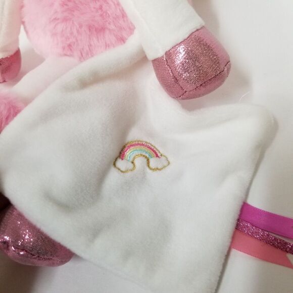 Baby Nat‎ Unicorn Pink Stuffed Plush with Spakley Accents & Security Blanket - Picture 7 of 15
